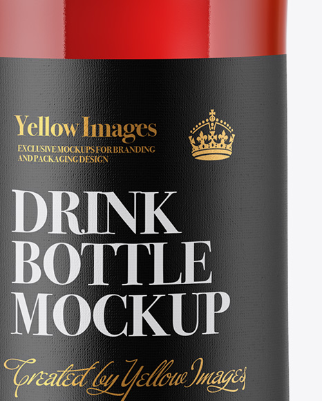 330ml Clear Glass Bottle with Red Drink Mockup