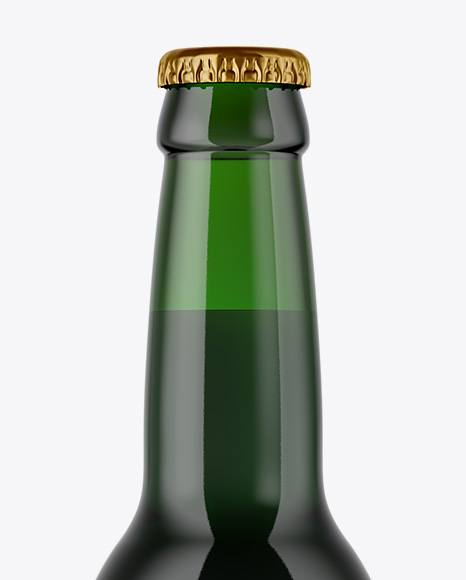 330ml Green Glass Bottle with Dark Beer Mockup