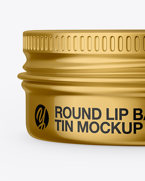 Metallic Lip Balm Tin Mockup - Front View