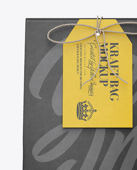 Kraft Paper Bag W/ Label Mockup - Front View