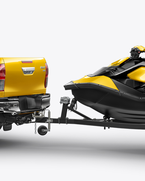 Jet Ski & Toyota Hilux Mockup - Half Side view - Free Download Images