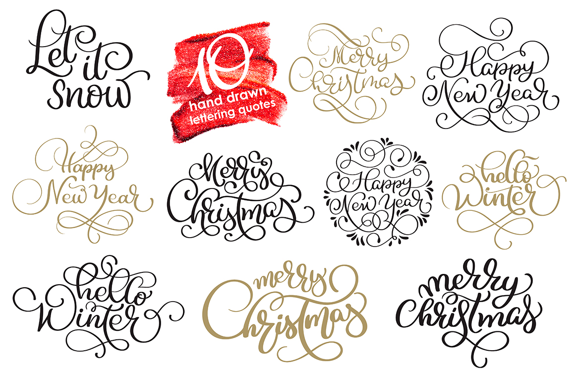 Merry Christmas Quotes and Objects Calligraphy Collection