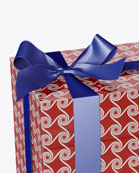 Glossy Gift Box Mockup - Half Side View