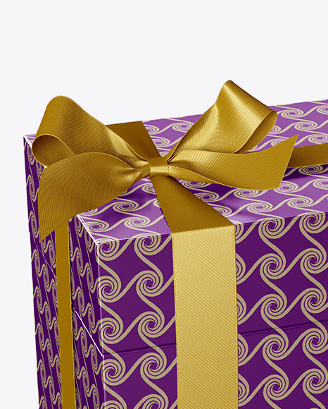 Metallic Gift Box Mockup - Half Side View