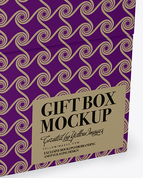 Metallic Gift Box Mockup - Half Side View