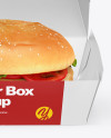 Burger Box Mockup - Front View (High-Angle Shot)