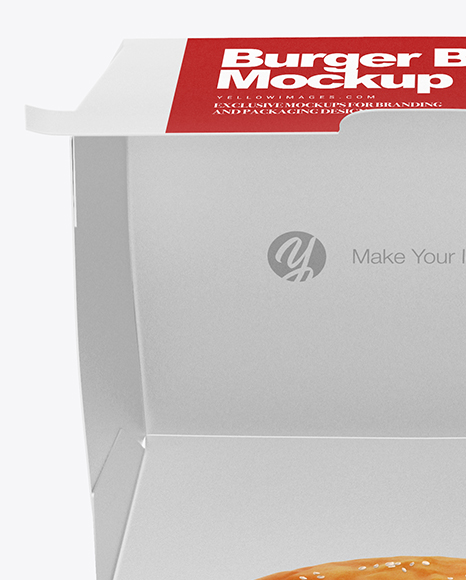 Burger Box Mockup - Front View (High-Angle Shot)