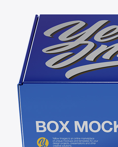 Metallic Box Mockup - Front View (High-Angle Shot)