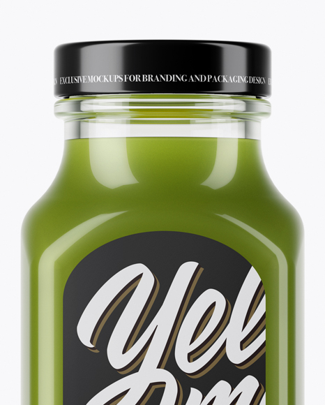 Clear Glass Bottle With Green Smoothie Mockup