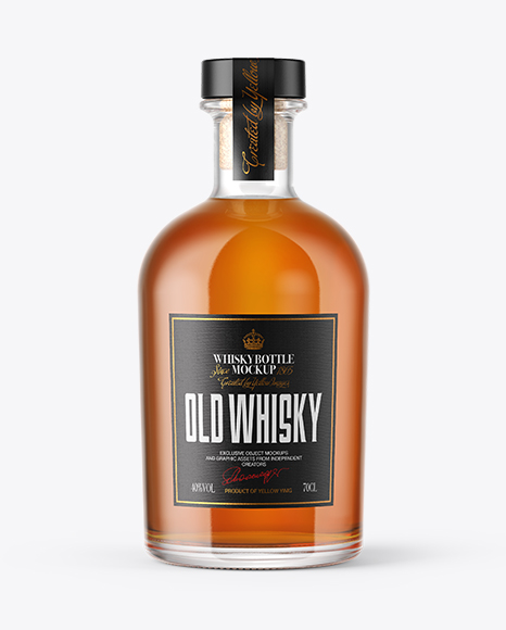 Whiskey Bottle with Wooden Cap Mockup