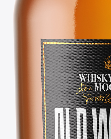 Whiskey Bottle with Wooden Cap Mockup