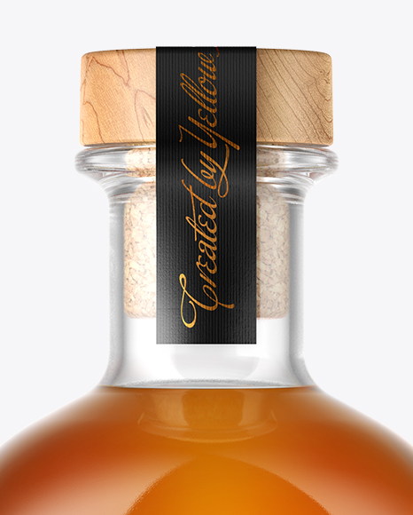 Whiskey Bottle with Wooden Cap Mockup