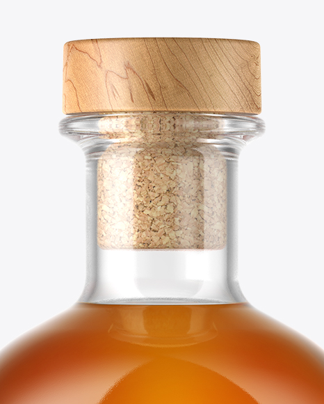 Whiskey Bottle with Wooden Cap Mockup