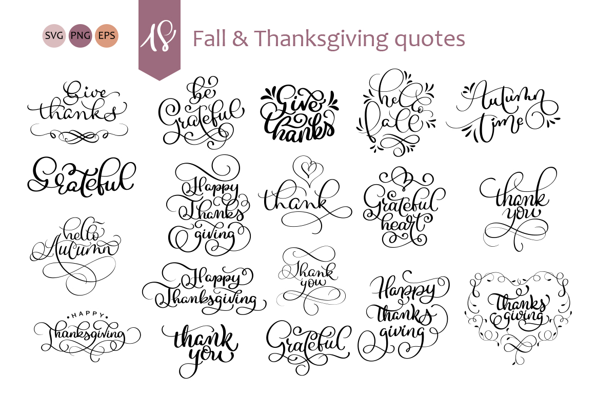 Lettering and calligraphy collection for Thanksgiving Day Lettering and calligraphy collection for Thanksgiving Day