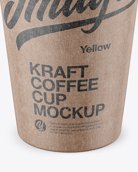 Kraft Coffee Cup Mockup – Front View (High Angle Shot)