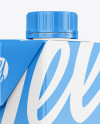 1L Milk Carton Pack With Glass Mockup - Halfside View