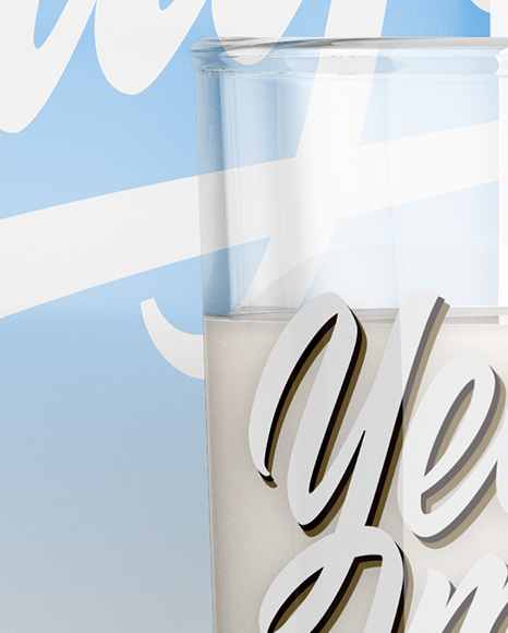 1L Milk Carton Pack With Glass Mockup - Halfside View