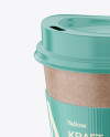 Kraft Coffee Cup With Holder – Front View (High Angle Shot)