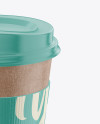 Kraft Coffee Cup With Holder – Front View (High Angle Shot)