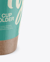 Kraft Coffee Cup With Holder – Front View (High Angle Shot)