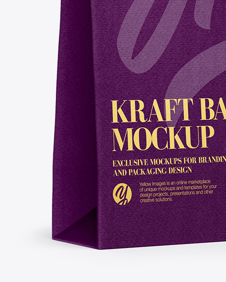 Paper Bag W/ Label Mockup - Half Side View