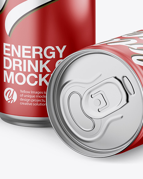 Two Aluminium Cans With Metallic Finish Mockup