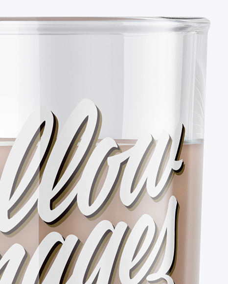 1L Carton Pack With Chocolate Milkshake Glass Mockup - Halfside View