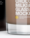 1L Carton Pack With Chocolate Milkshake Glass Mockup - Halfside View