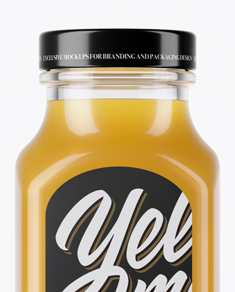 Clear Glass Bottle With Orange Juice Mockup