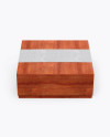 Red Wooden Box with Label Mockup (High-Angle Shot)