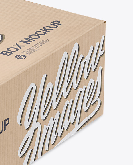 Kraft Box Mockup - Half Side View (High-Angle Shot)