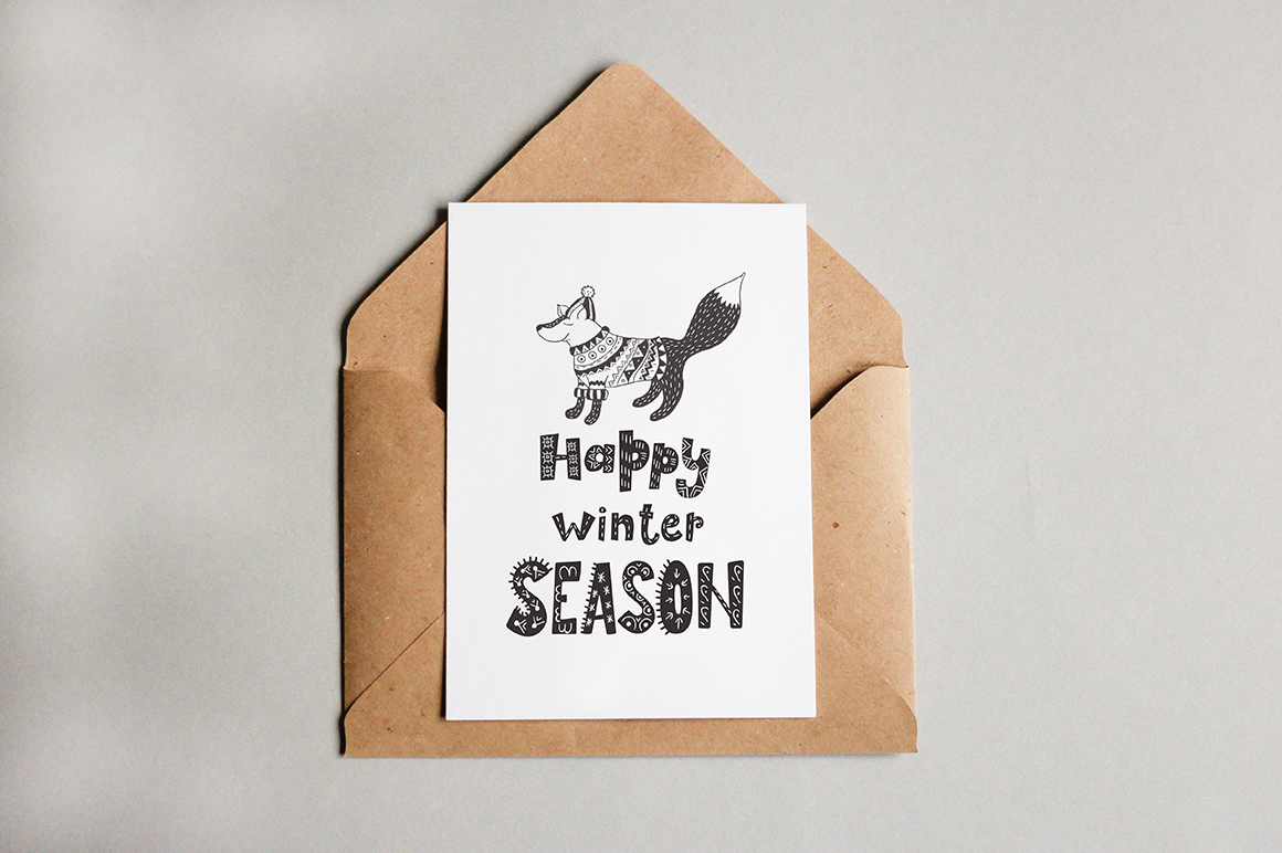 Winter quotes, animals, cards.