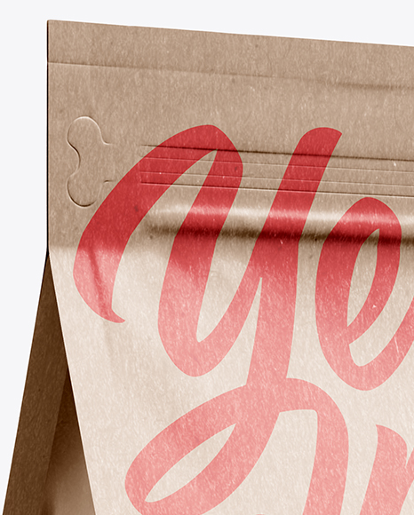 Kraft Coffee Bag Mockup - Half Side View