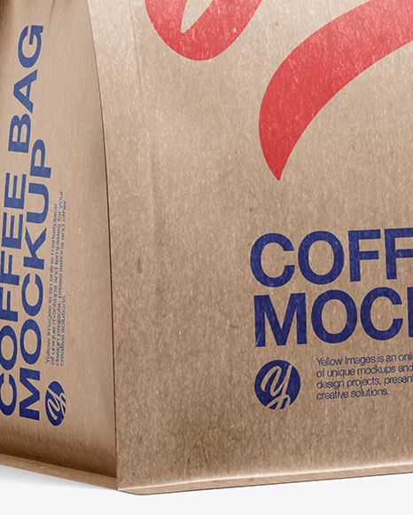 Kraft Coffee Bag Mockup - Half Side View