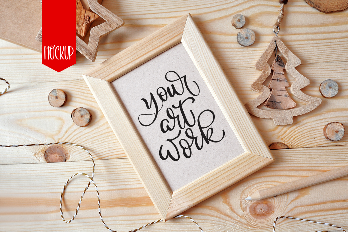 Christmas Wooden frame mock up