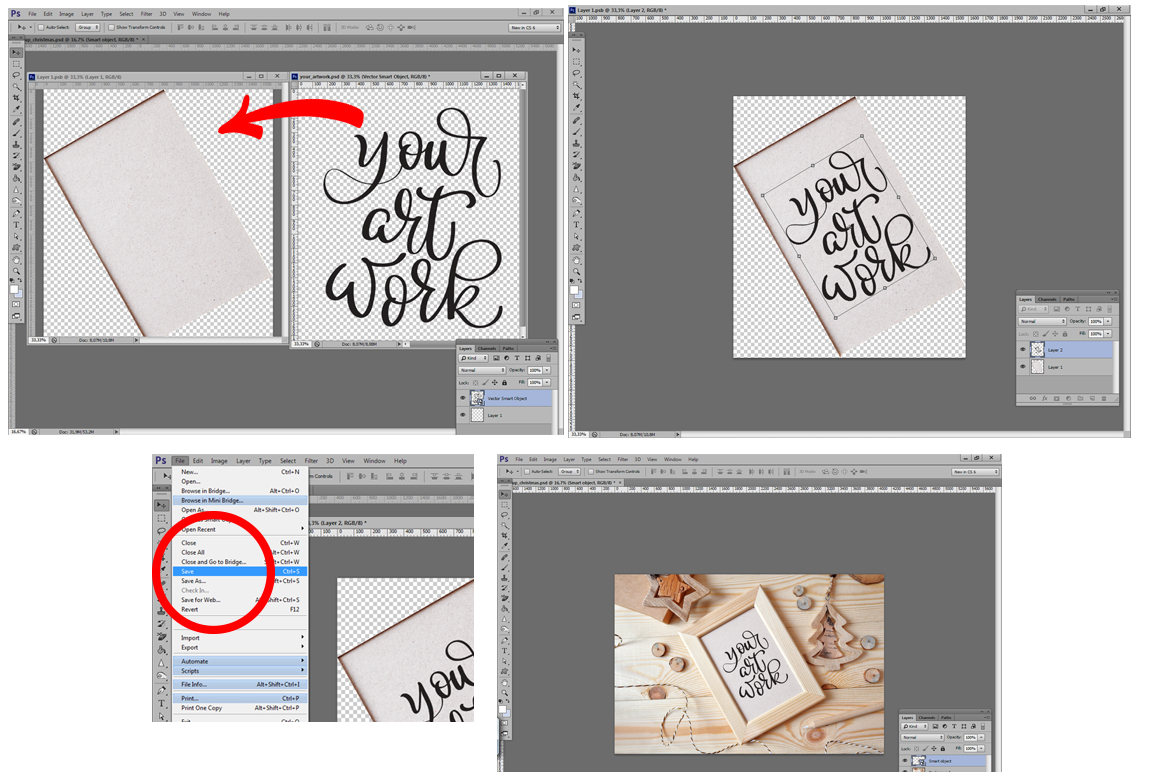 Christmas Wooden frame mock up Christmas Wooden frame mock up
