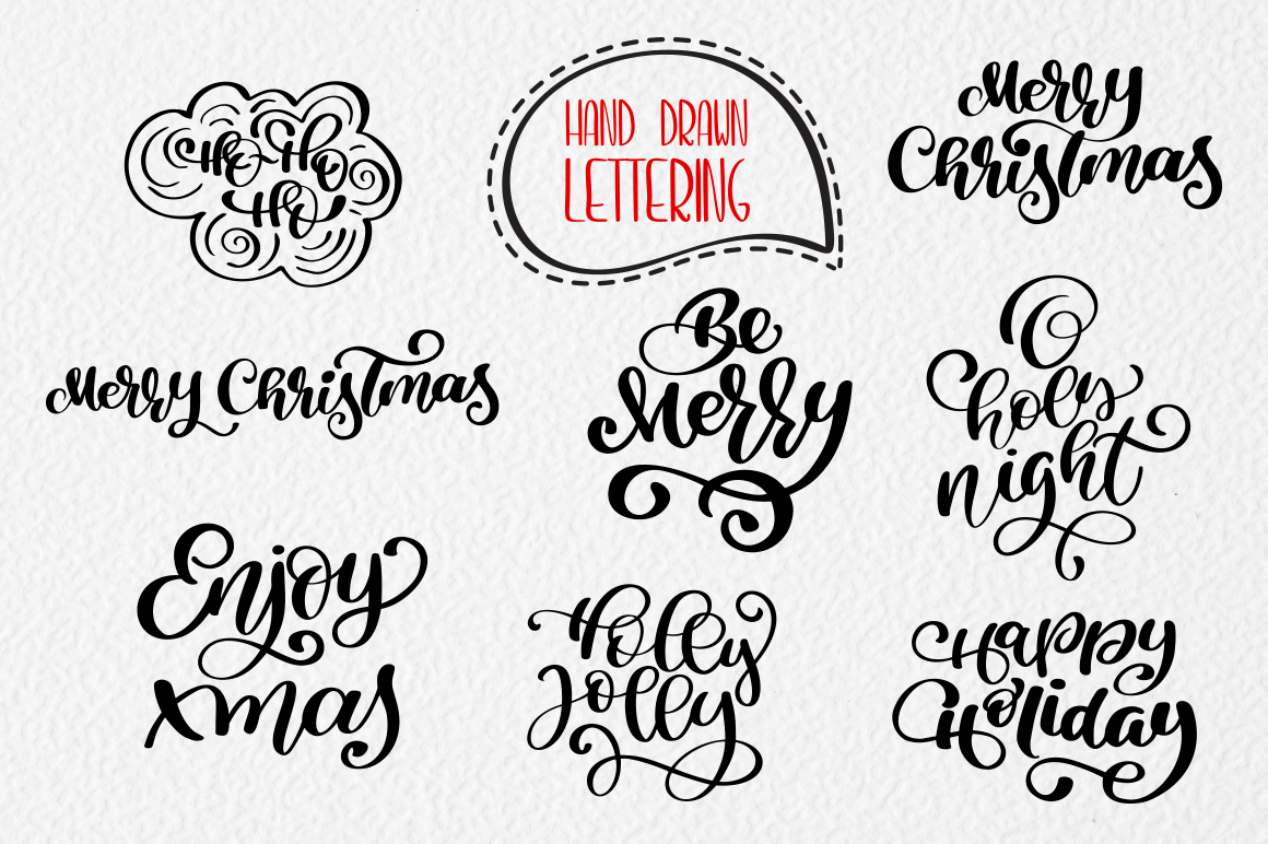 Merry Christmas Hand Draw Lettering Objects