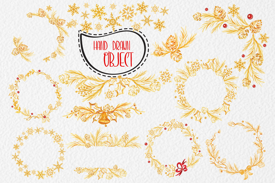 Merry Christmas Hand Draw Lettering Objects Merry Christmas Hand Draw Lettering Objects