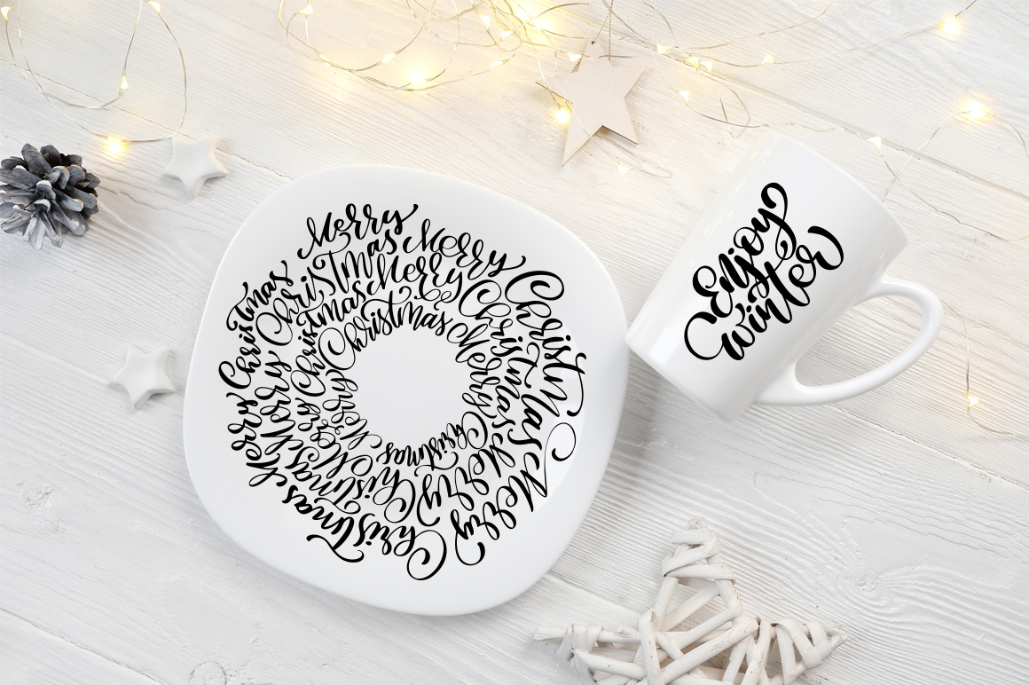 Hand Drawing Christmas Lettering and Doodle Elements