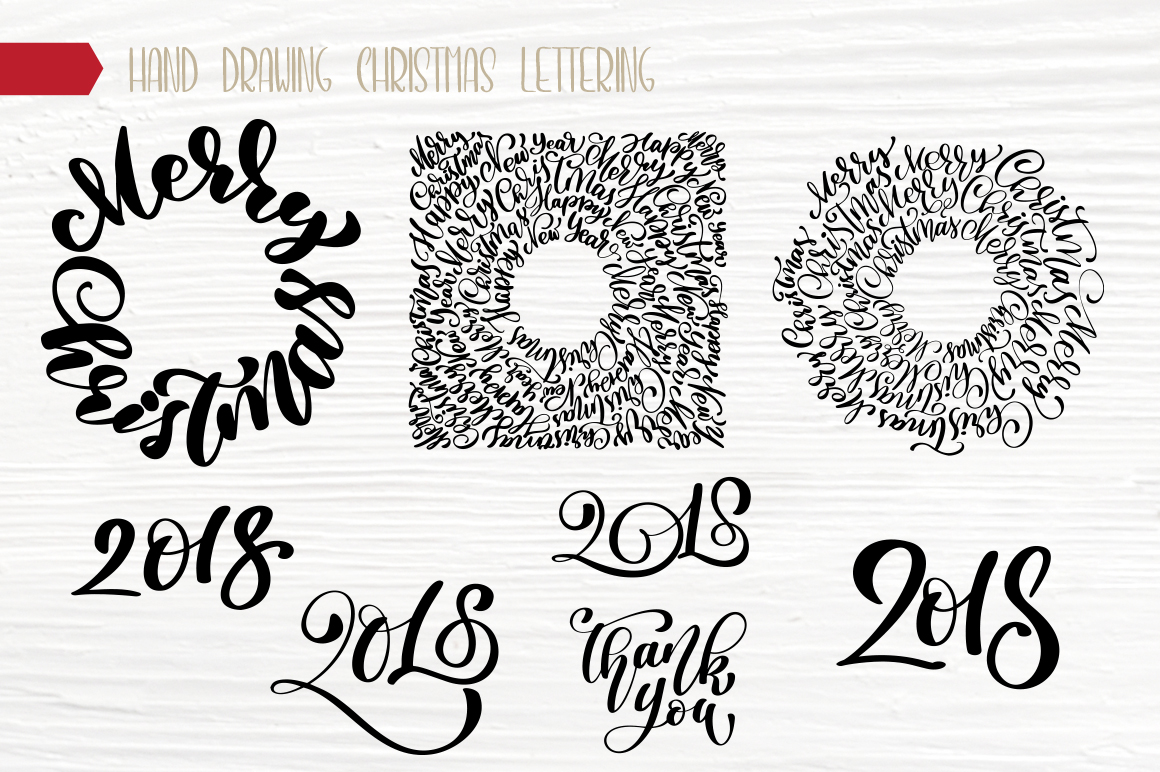 Hand Drawing Christmas Lettering and Doodle Elements