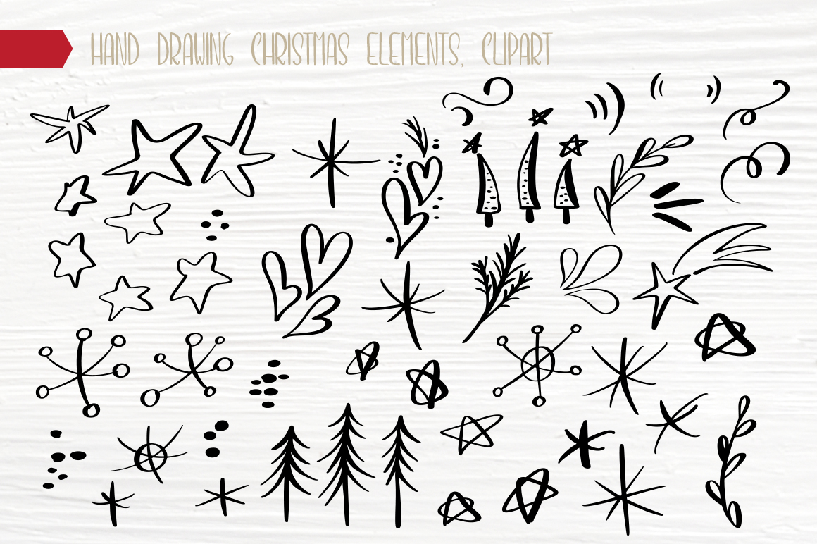 Hand Drawing Christmas Lettering and Doodle Elements