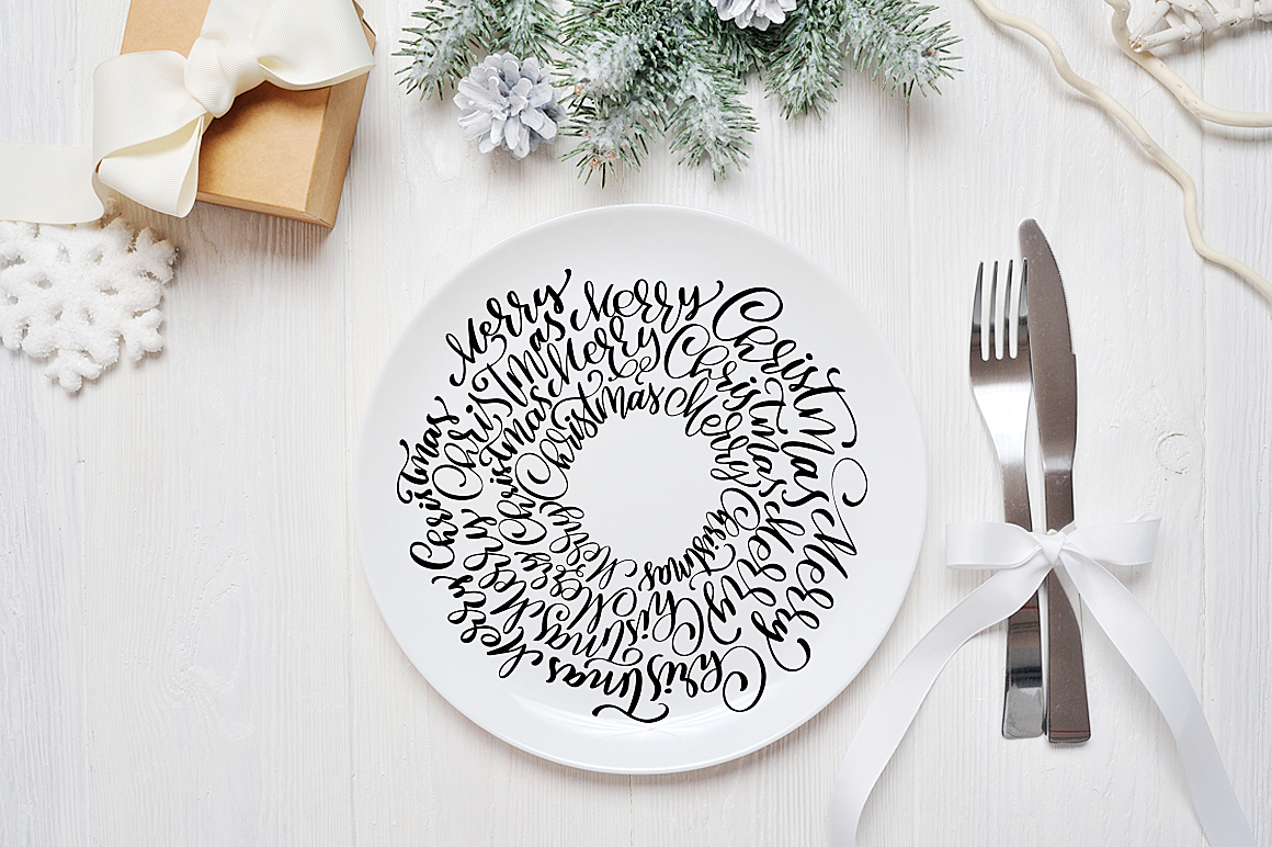 Hand Drawing Christmas Lettering and Doodle Elements