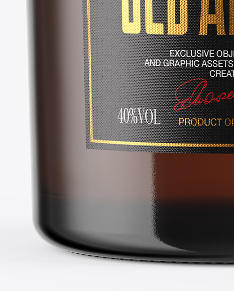 Amber Glass Bottle with Wooden Cap Mockup