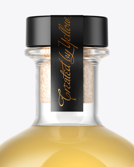 Gold Tequila Bottle with Wooden Cap Mockup