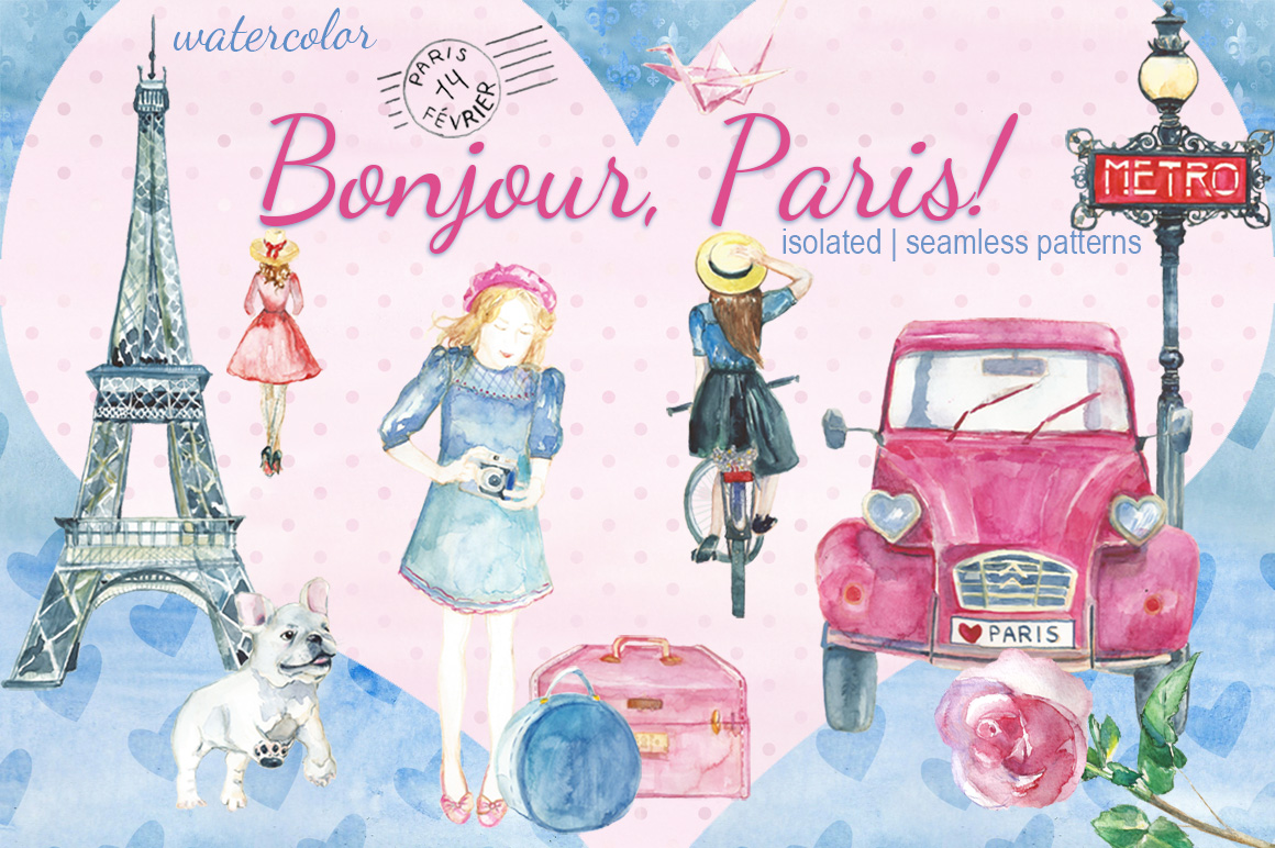 Bonjour, Paris! watercolor set