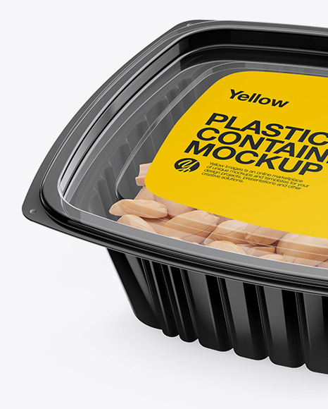 Plastic Container w/ Transparent Cap Mockup - Half Side View