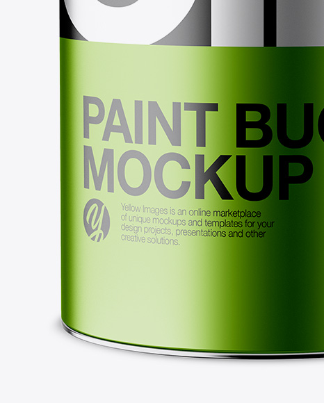 Metallic Paint Bucket Mockup - Front View