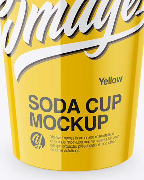 Glossy Soda Cup Mockup - High Angle Shot