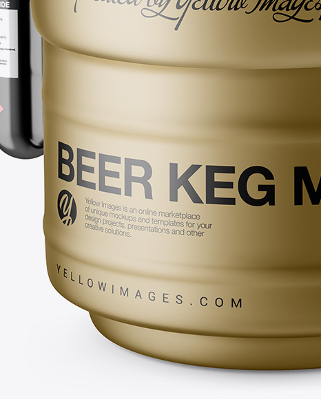 Matte Metallic Beer Keg Mockup - Half Side View