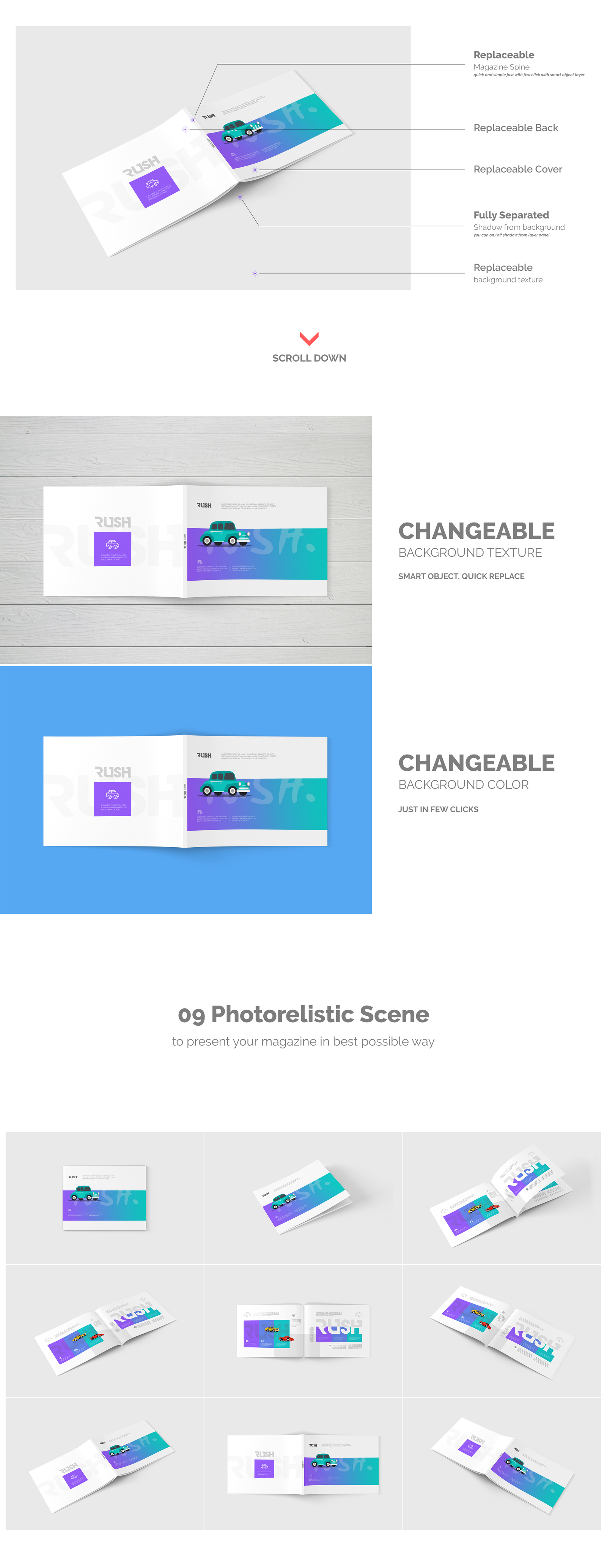 US Letter Landscape Magazine / Brochure Mockup US Letter Landscape Magazine / Brochure Mockup